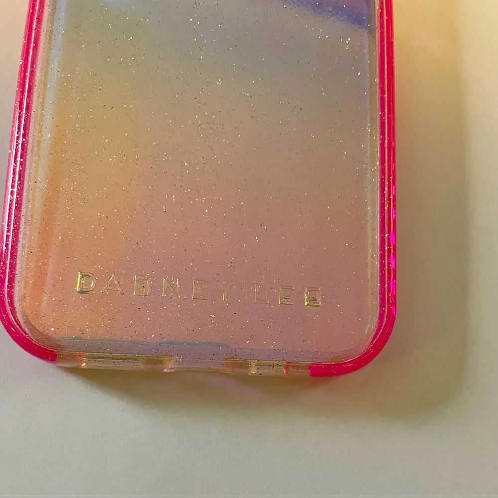 Barney Lee I-Phone 12 Case Clear Glitter Pink Barbiecore Feminine Girly